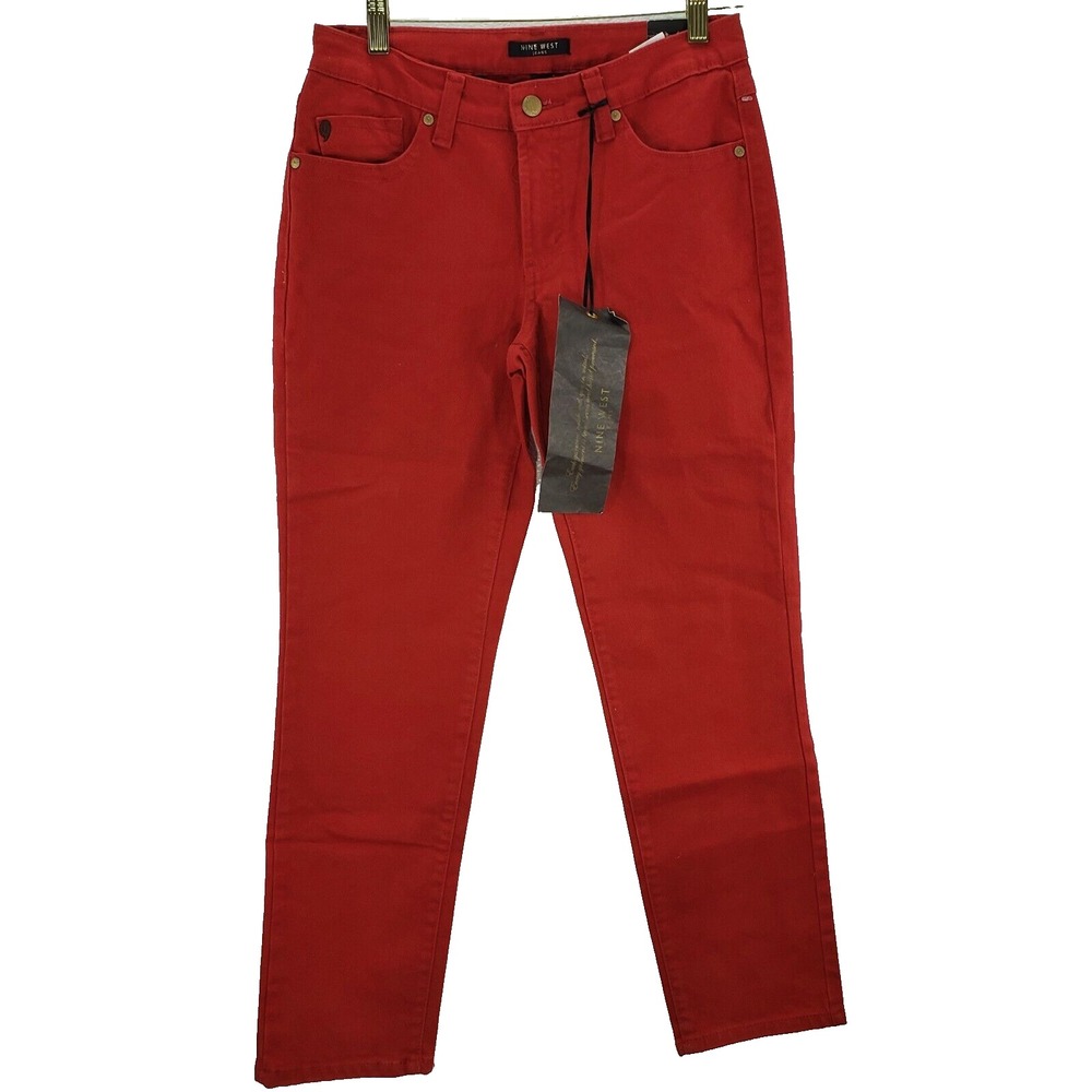 Nine West Jeans Womens Average‎ stretch Size 4 Red Hollywood Crop Denim New